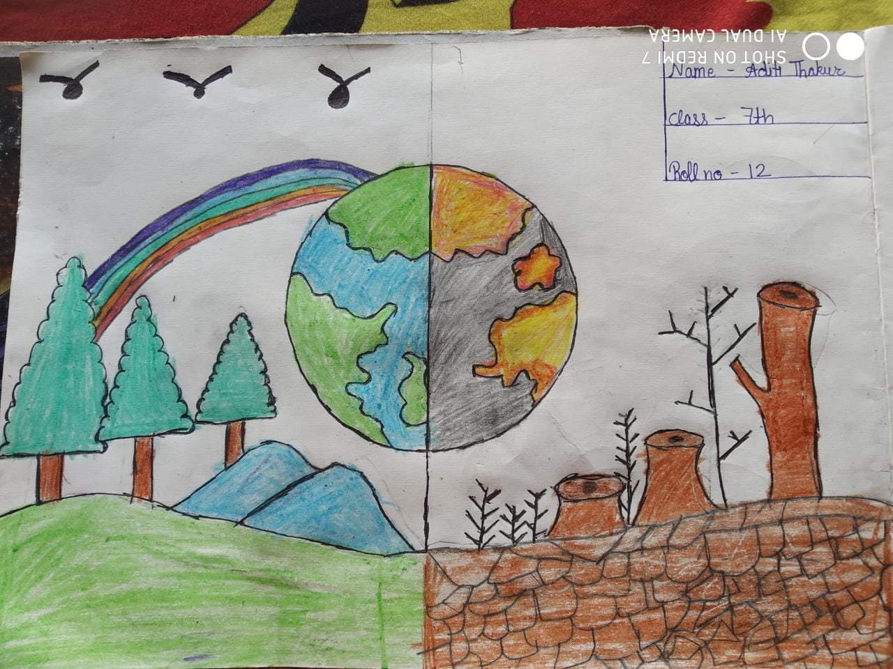 world environment day drawing save earth||how to draw nature - YouTube